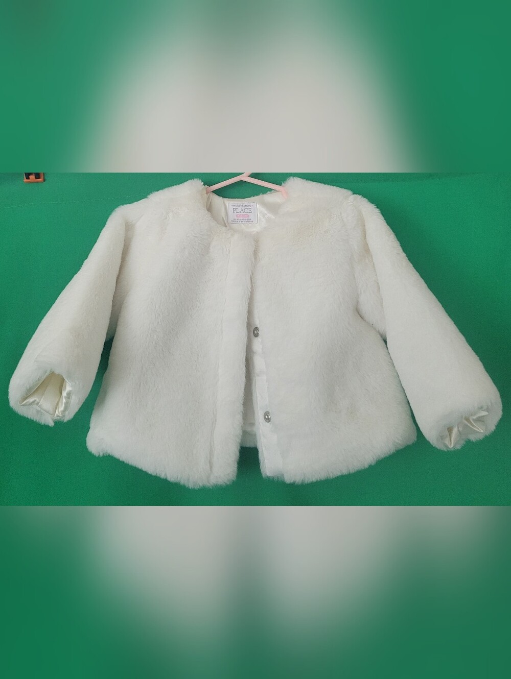 The Children's Place Cream Faux Fur Kids Coat Sz 9-12mth Baby Girl